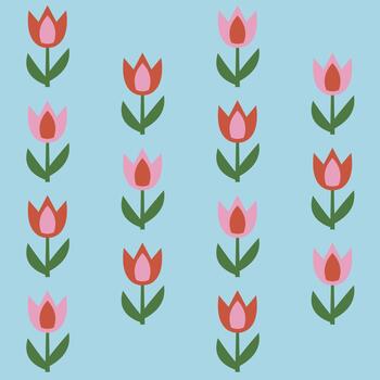 Tulip Half Drop Repeat Pattern vector