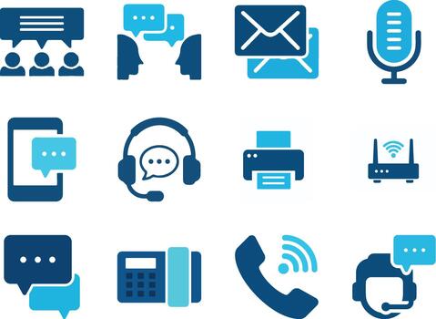 Communication and Support Solid Icon Set vector