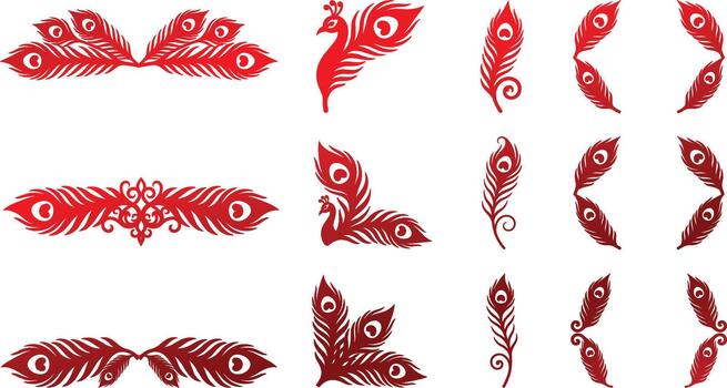 Red feather design elements vector