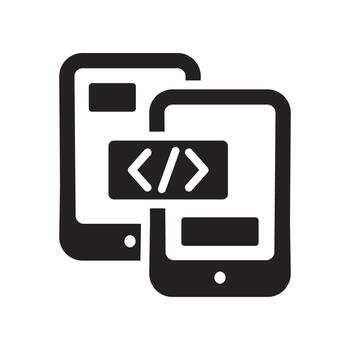 Mobile App Development Icon Responsive Coding and Cross Platform vector