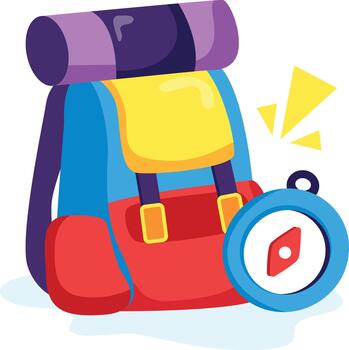 Hiking Backpack with Compass vector