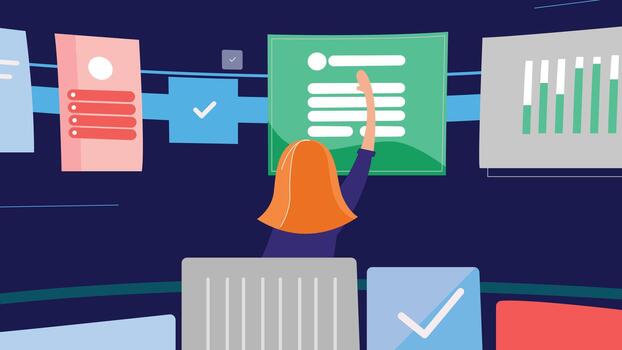 Interactive Data Analytics Dashboard Visualization for Business Intelligence Decision Making vector