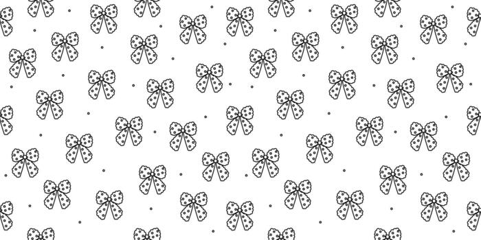 Small patterned bow outline seamless pattern vector