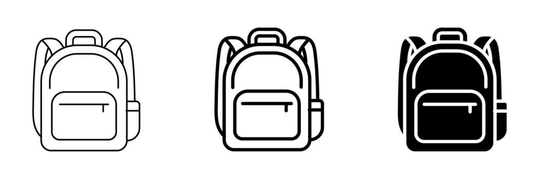 Backpack icons set vector