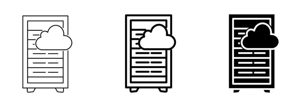 Cloud server rack icon set vector