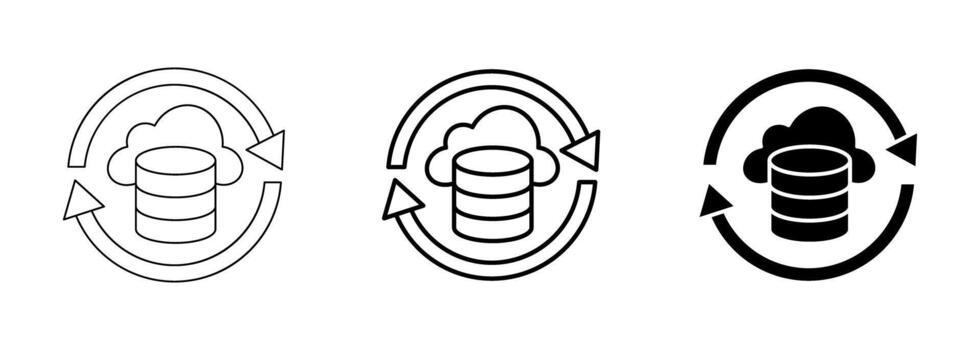 nube base de datos sincronización icono conjunto vector