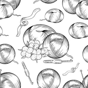 Seamless pattern with yarn vector