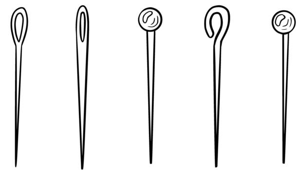 Five different needles vector