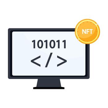 Online Coding Flat Design Icon for Programming, Web Development and Digital Technology vector