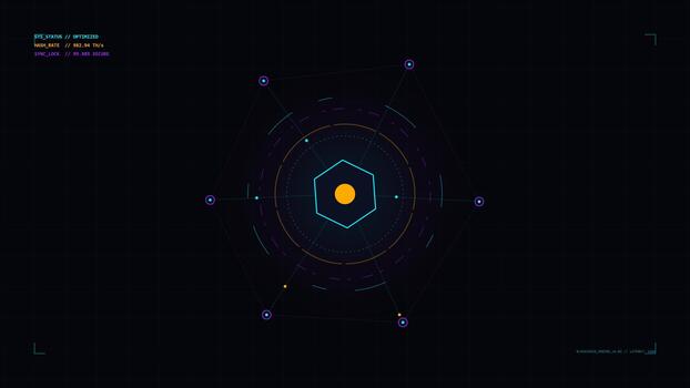 Digital Hexagonal Data Network Interface with Rotating Geometric Elements video