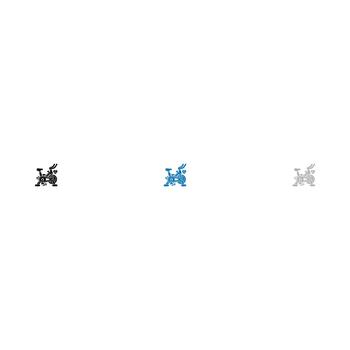 Three stylized icons representing the Chinese character for reduce or decrease. vector