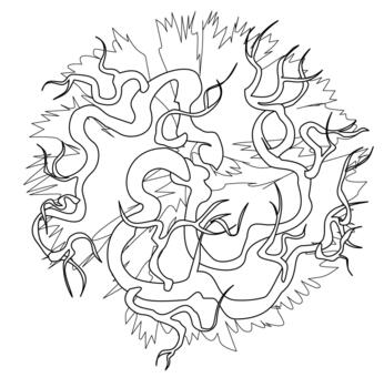 Complex Branch Shrub Outline Plan vector