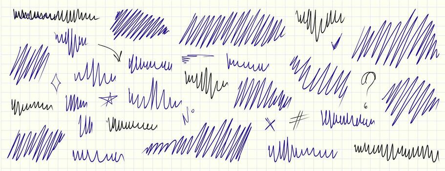 Pen Scratch Scribble Elements Bundle vector