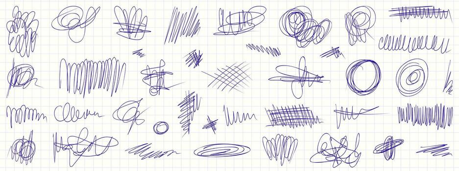 Rough Pen Scribble Texture Pack vector