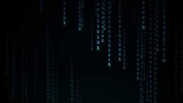 Digital Matrix Code Streams fallen Nieder Blau binär Hintergrund Schleife. video