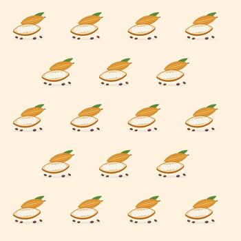 Cocoa Pod Split Open with Beans Repeat Pattern vector