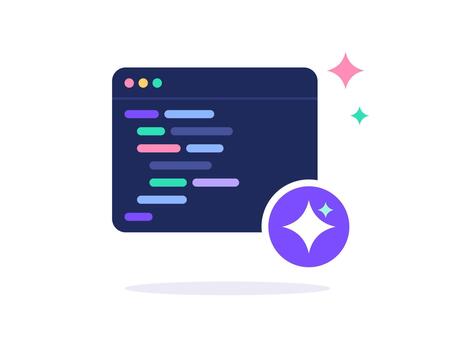 Code Window with Sparkle Artificial Intelligence vector