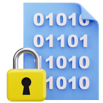 cifrado binario código archivo candado seguridad 3d ilustraciones png