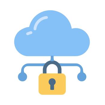 Cloud security icon representing encrypted network data storage vector