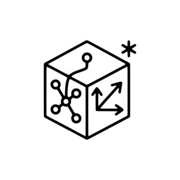Outline Geometric Cube Data Network Dimension Algorithm Technology Icon vector