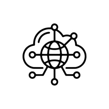 Outline Global Cloud Computing Network Connection Data Server Technology Icon vector