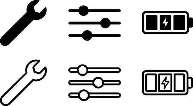 Configurable tool and battery settings user interface array vector