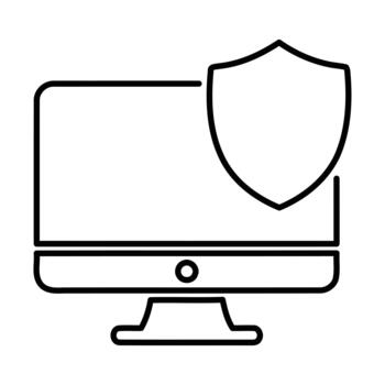 computadora con proteger seguridad icono vector