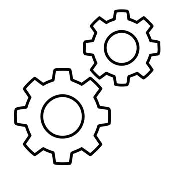 Two interlocking gear icons vector