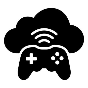 Black Solid Cloud Gaming Controller Icon vector