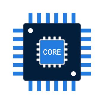 Central Processing Unit Microchip with Core Label. vector