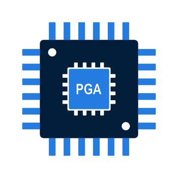 PGA Microchip Processor Pin Grid Array Integrated Circuit. vector