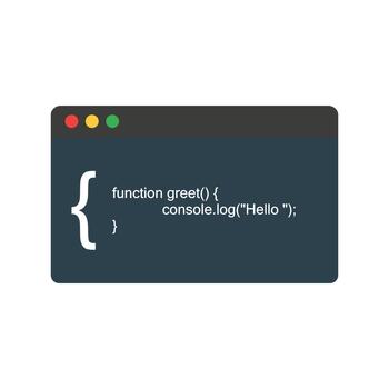 código retazo en un navegador ventana mostrando un javascript función. vector