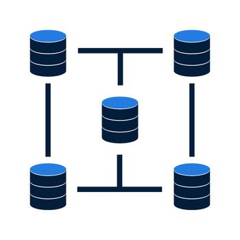 Database Network System Connected Servers Data Storage. vector