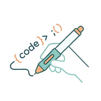 Code and pen icon vector