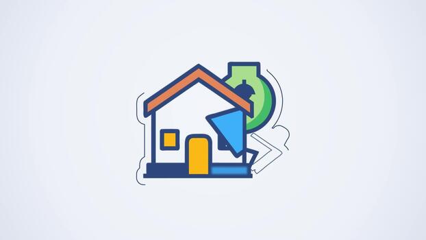 Home equity decrease icon in simple, clear motion style. Animated graphic motion loop. video