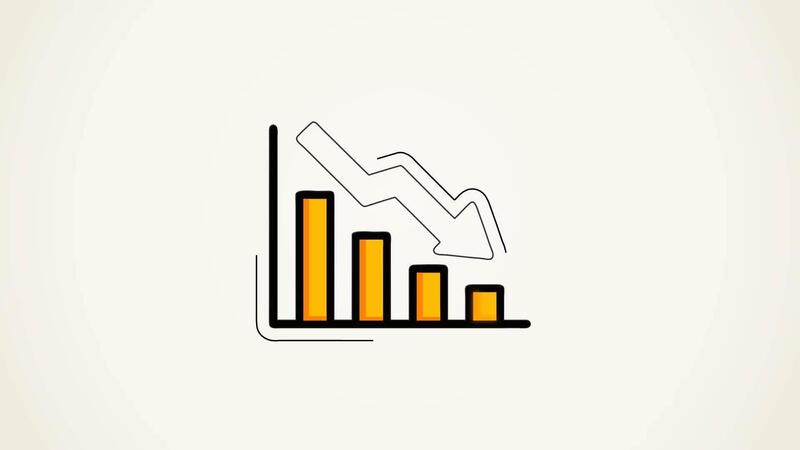 Financial decline chart with downward arrow symbolizing market decrease ...