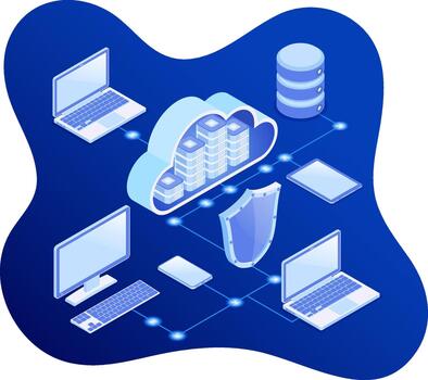 Cloud Computing Technology Isometric with Isometric Cloud Computing Cloud Computer Internet Technology vector