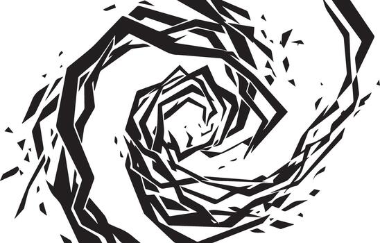 Abstract Geometric Spiral Vortex with Exploding Angular Shards vector