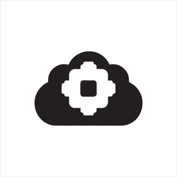 Cloud Computing Chip Processor Glyph Icon vector