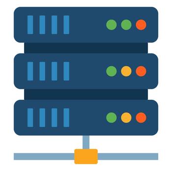 Database server rack network cloud data hosting icon flat illustration vector
