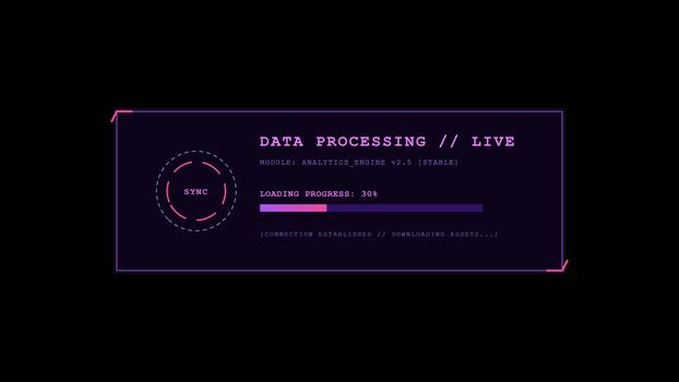 dados em processamento viver Carregando progresso Barra hud interface video