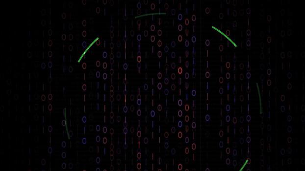 Digital binary code background with futuristic scanning interface elements video