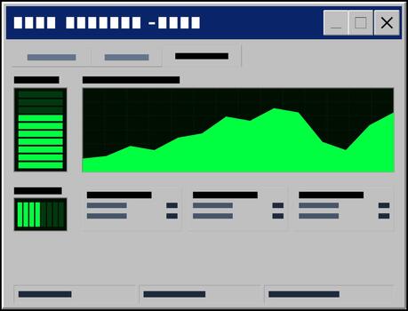 Classic Computer Dashboard Interface with Performance Graph vector