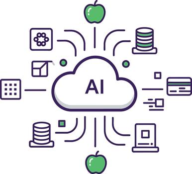 AI Cloud Computing and Data Flow Concept vector