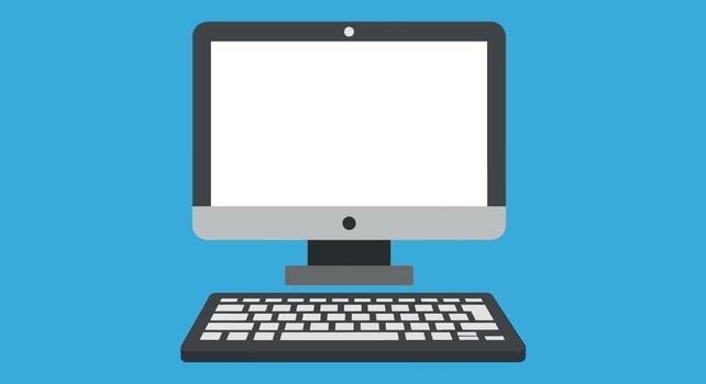 Modern Flat Design Desktop Computer Setup vector