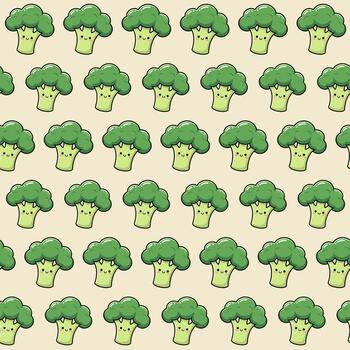Cute Broccoli Pattern. vector