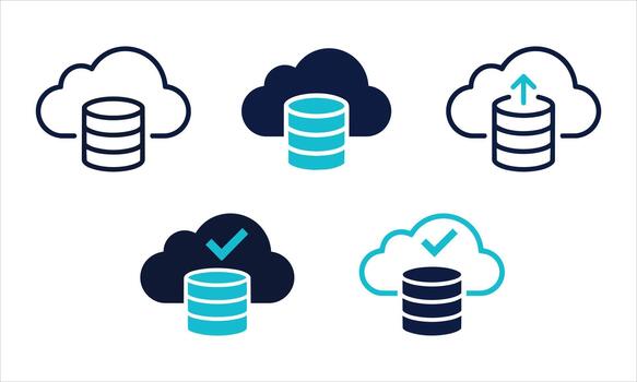Cloud Database and Server Storage Icon Set vector