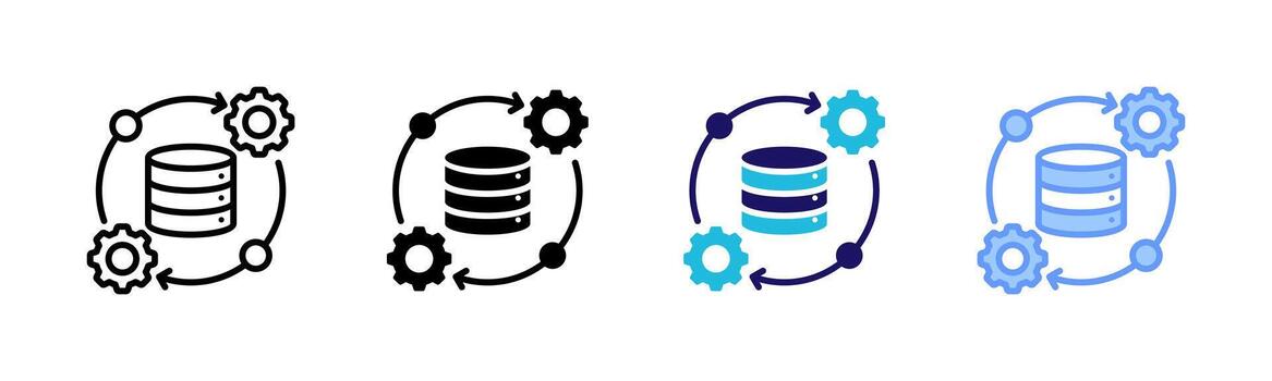 datos Procesando iconos, multi estilo colecciones vector