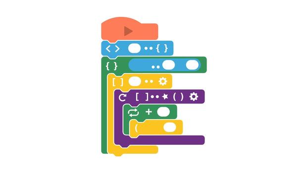 Visual programming blocks for coding vector