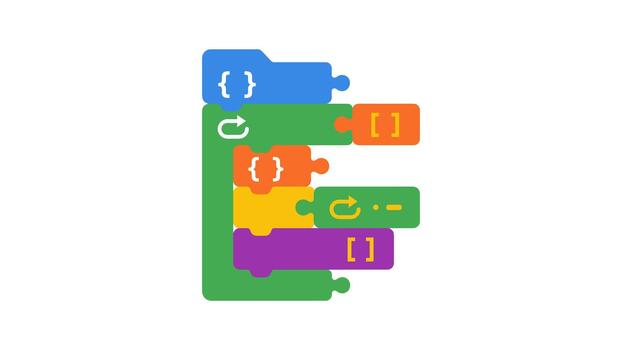 enclavamiento visual codificación rompecabezas bloques vector